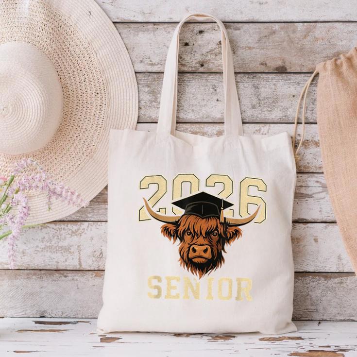 Class Of 2026 Highland Cow Senior Graduation School Pride Canvas Tote Bag