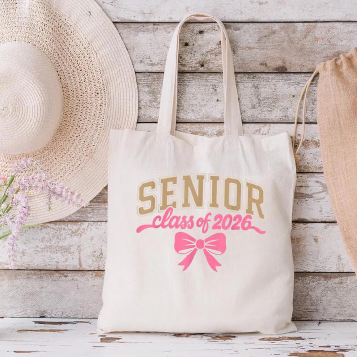 Class Of 2026 Pink Coquette Bow Senior Graduation Canvas Tote Bag