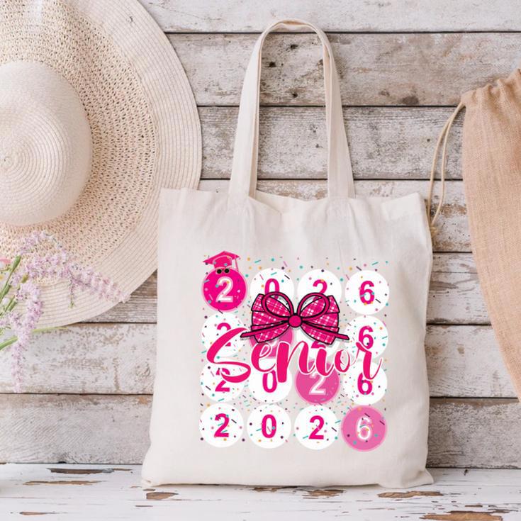 Class Of 2026 Senior Coquette Pink Bow Graduation Family Premium Tri-Blend Canvas Tote Bag