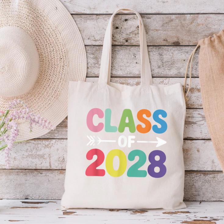 Class Of 2028 Colorful Graduation Canvas Tote Bag