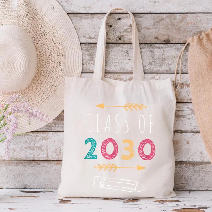 Class Of 2030 Grow With Me 2nd Grade Graduation Canvas Tote Bag