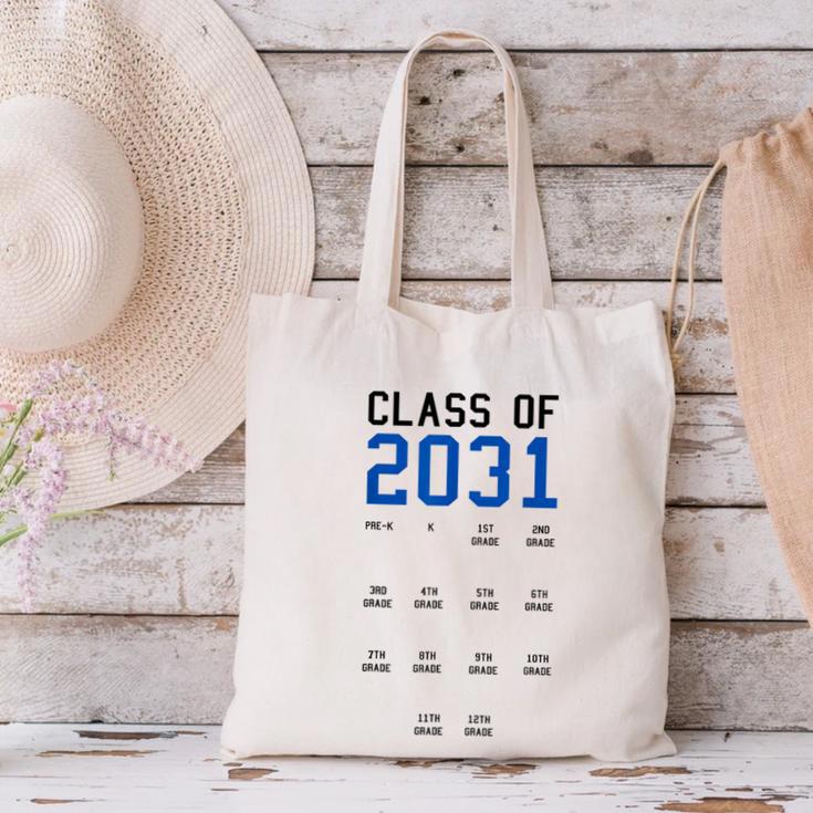 Class Of 2031 Graduation T-Shirt With Space For Handprints Canvas Tote Bag