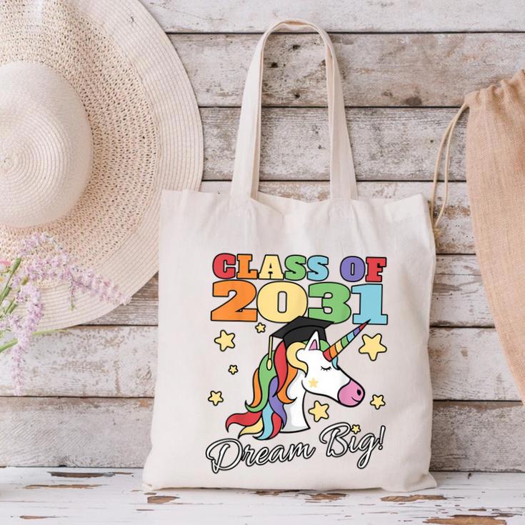 Class Of 2031 Magical Unicorn Graduation Cap Canvas Tote Bag