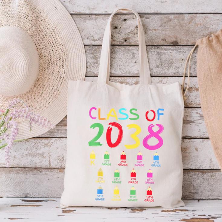 Class Of 2038 Senior Class 2038 Idea Graduation Grow With Me Canvas Tote Bag