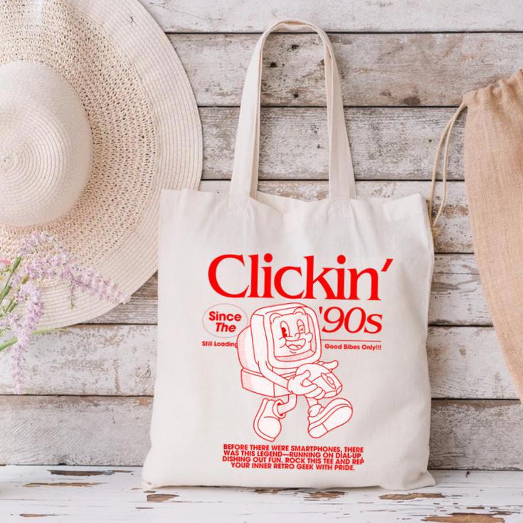 Clickin' Since The 90s Retro Computer Nostalgia Canvas Tote Bag Clickin' Since The 90s Retro Computer Nostalgia Canvas Tote Bag