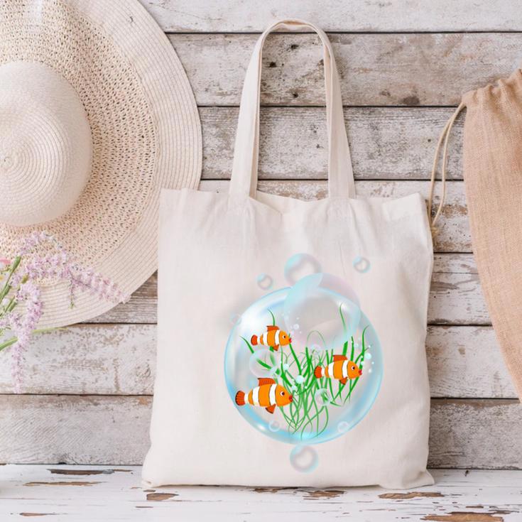 Clownfish Anemonefish Bubbles Water Frutiger Aero Y2K Style Canvas Tote Bag Clownfish Anemonefish Bubbles Water Frutiger Aero Y2K Style Canvas Tote Bag
