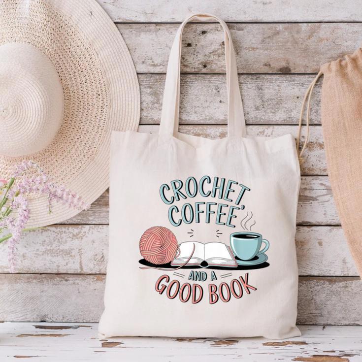 Coffee Crochet Good Book Bookish Yarn Crafter Canvas Tote Bag Coffee Crochet Good Book Bookish Yarn Crafter Canvas Tote Bag