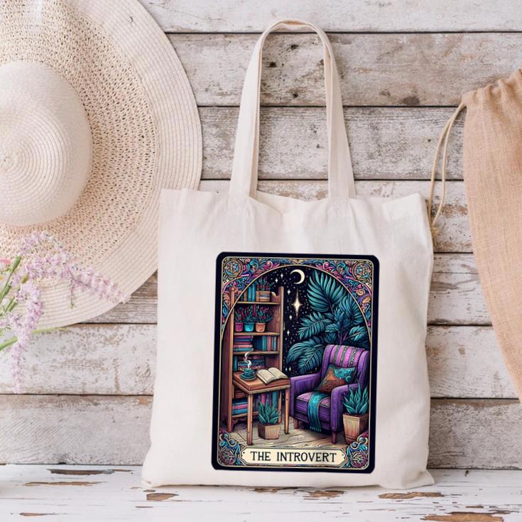 Color Graphic The Introvert Tarot Card Raglan Baseball Tee Canvas Tote Bag Color Graphic The Introvert Tarot Card Raglan Baseball Tee Canvas Tote Bag