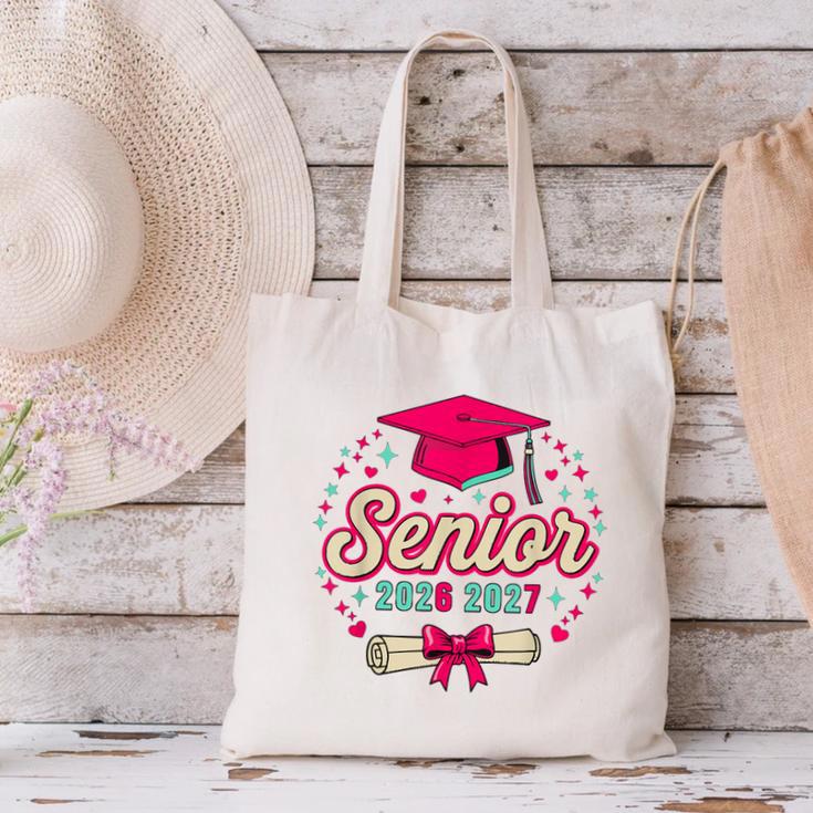 Coquette Pink Bow Senior 2026 2027 Graduation Canvas Tote Bag