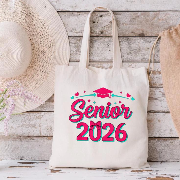 Coquette Pink Bow Senior 2026 Class Of Graduation Canvas Tote Bag