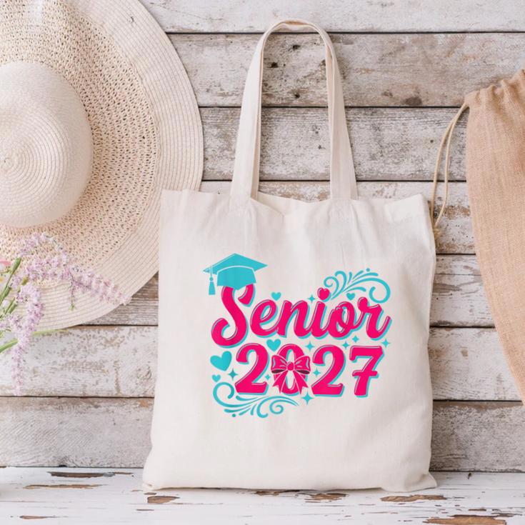 Coquette Pink Bow Senior 2027 Class Of Graduation Canvas Tote Bag