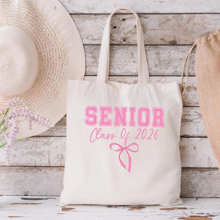 Coquette Senior 2026 Class Of 2026 Pink Bow Graduation 2026 Canvas Tote Bag