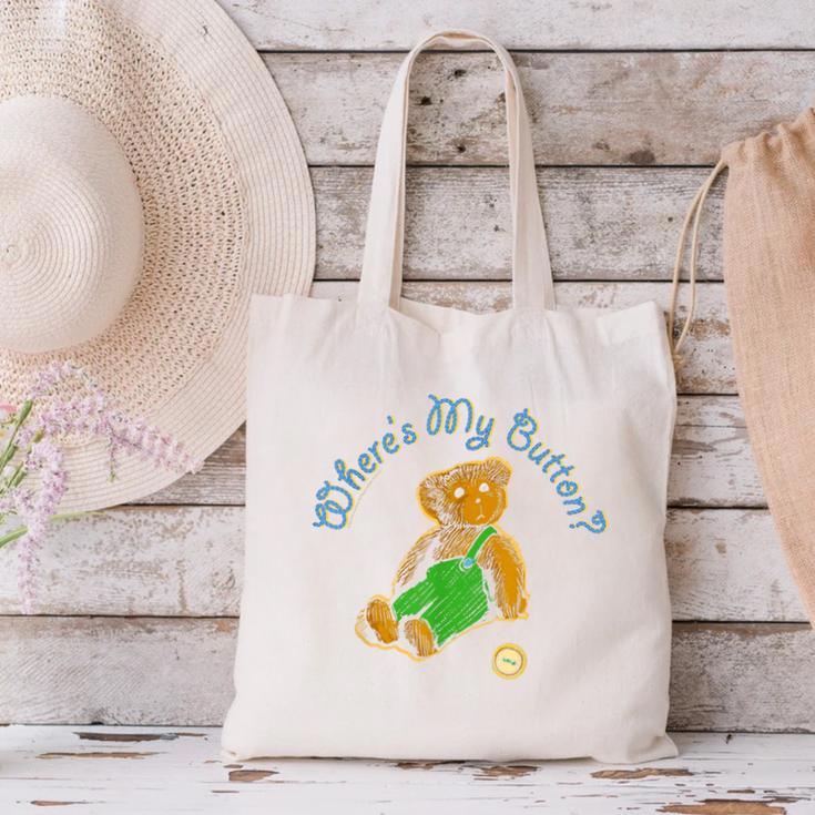 Corduroy Where's My Button Teddy Bear Retro Children's Book Canvas Tote Bag Corduroy Where's My Button Teddy Bear Retro Children's Book Canvas Tote Bag