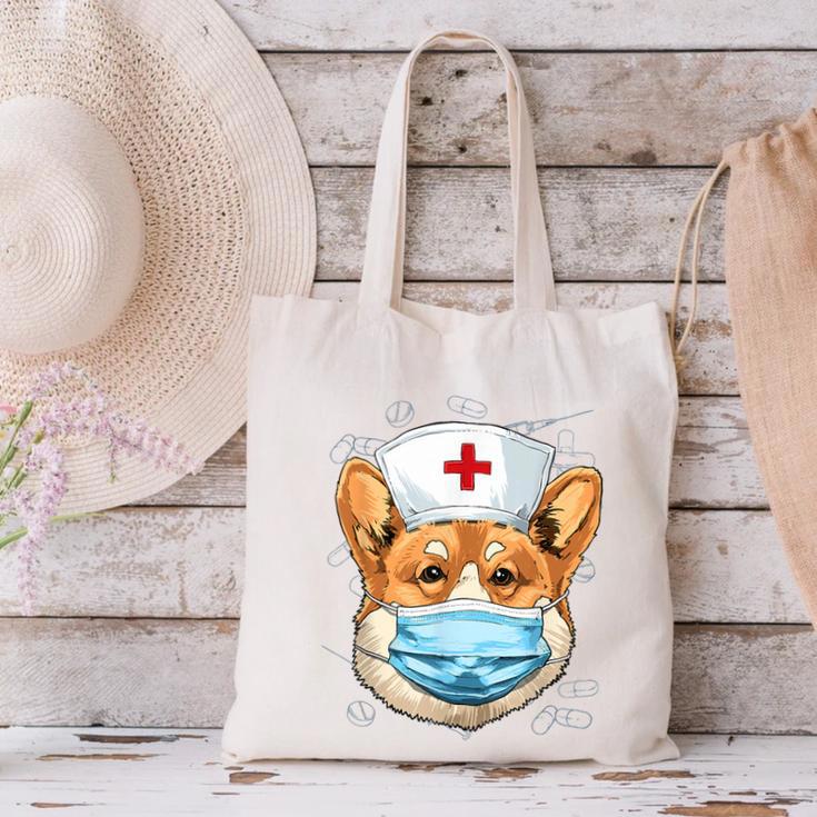 Corgi Dog Nurse RN Nursing School Graduation Canvas Tote Bag