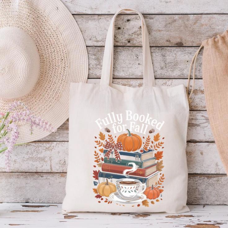 Cozy Autumn Books Fully Booked For Fall Books Pumpkin Canvas Tote Bag