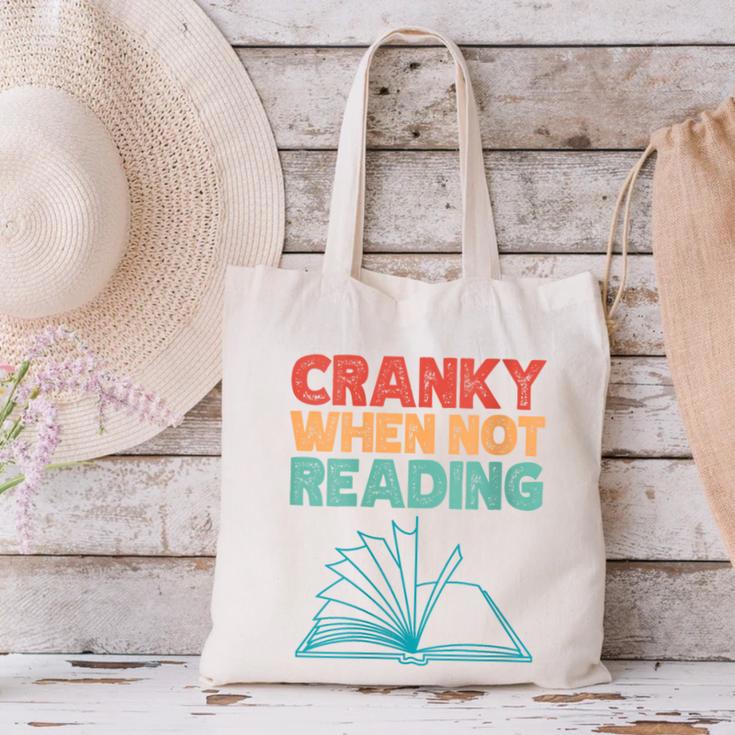 Cranky When Not Reading Retro Vintage Book Lover Canvas Tote Bag