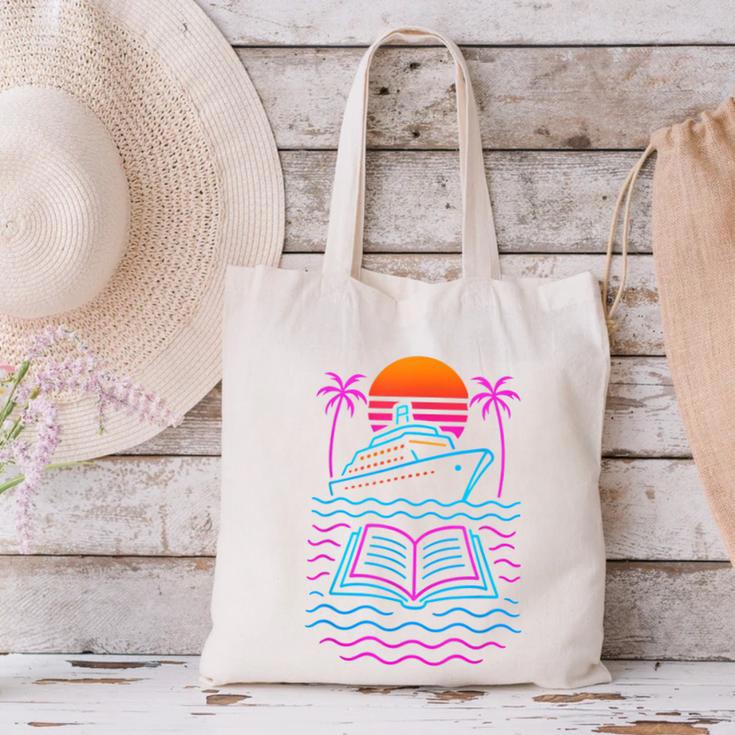 Cruise Ship Vacations Reading Book Lovers Sunset Canvas Tote Bag