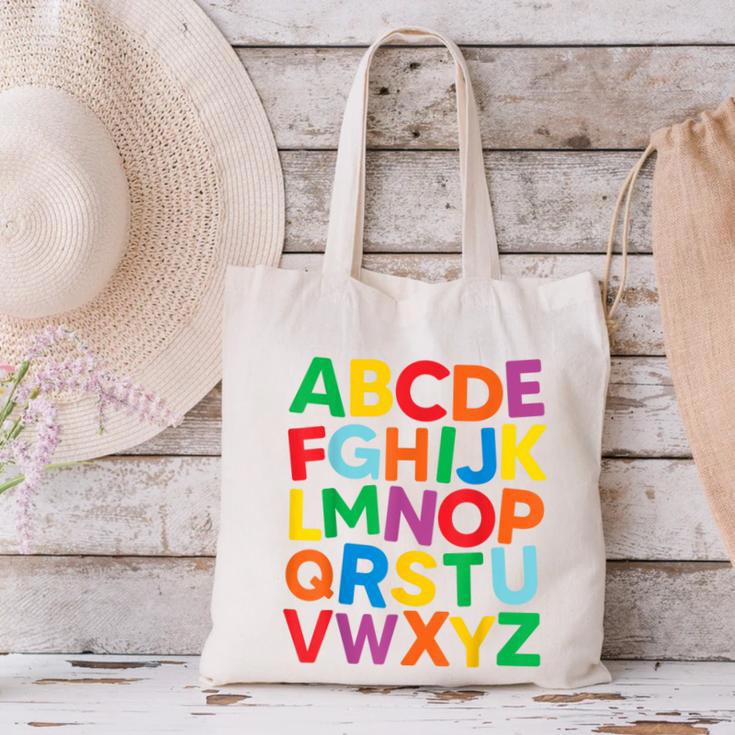 Cute ABCs Shirt Alphabet Colorful Letters Reading Books Kids Canvas Tote Bag