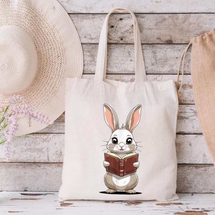 Cute Bookworm Bunny Reading For Kids And Teachers Canvas Tote Bag