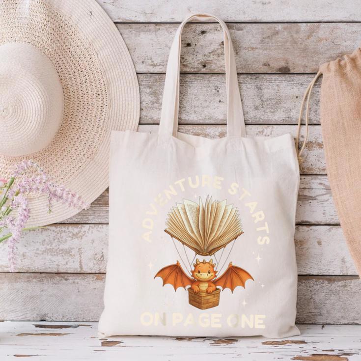 Cute Dragon Book Hot Air Balloon Adventure Fantasy Reading Canvas Tote Bag Cute Dragon Book Hot Air Balloon Adventure Fantasy Reading Canvas Tote Bag