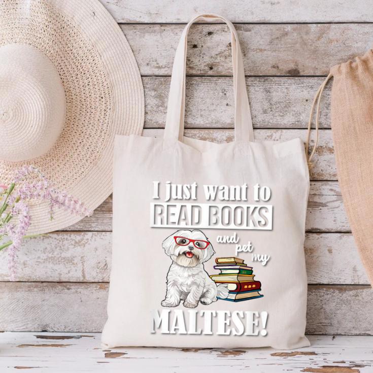 Cute Glasses Read Books & Pet My Maltese Lover Canvas Tote Bag