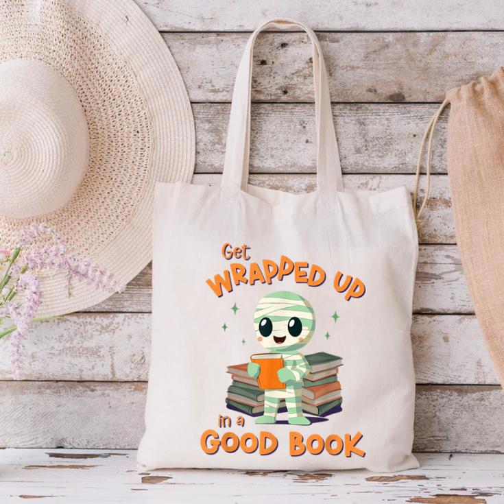 Cute Halloween Teacher Librarian Mummy Reading Books Canvas Tote Bag Cute Halloween Teacher Librarian Mummy Reading Books Canvas Tote Bag