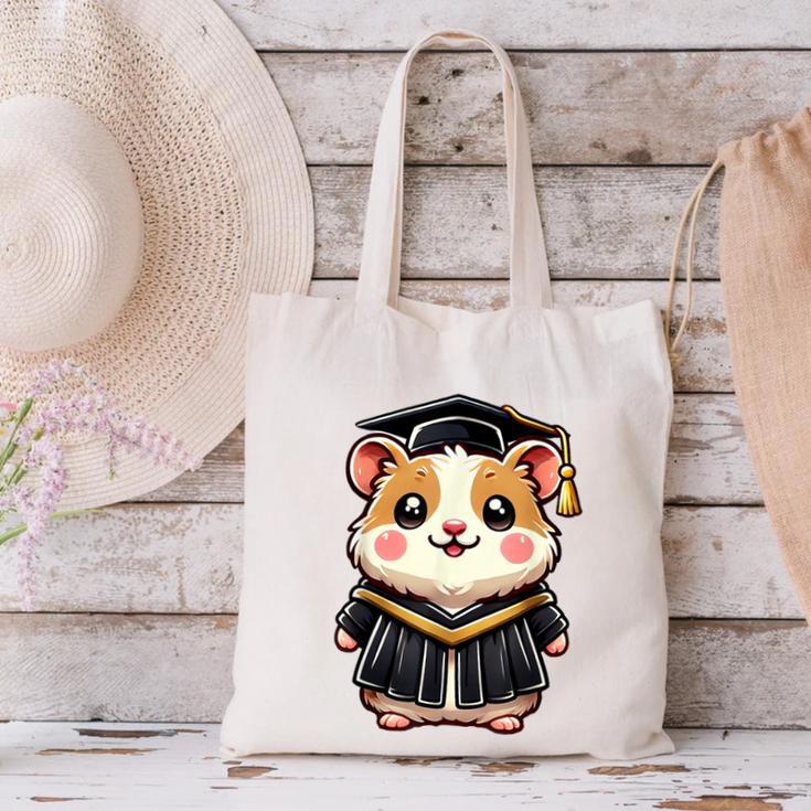 Cute Hamster Graduation Canvas Tote Bag