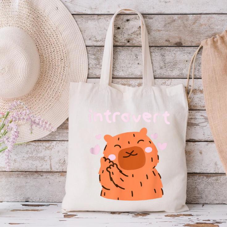 Cute Introvert Graphic Tee Canvas Tote Bag Cute Introvert Graphic Tee Canvas Tote Bag