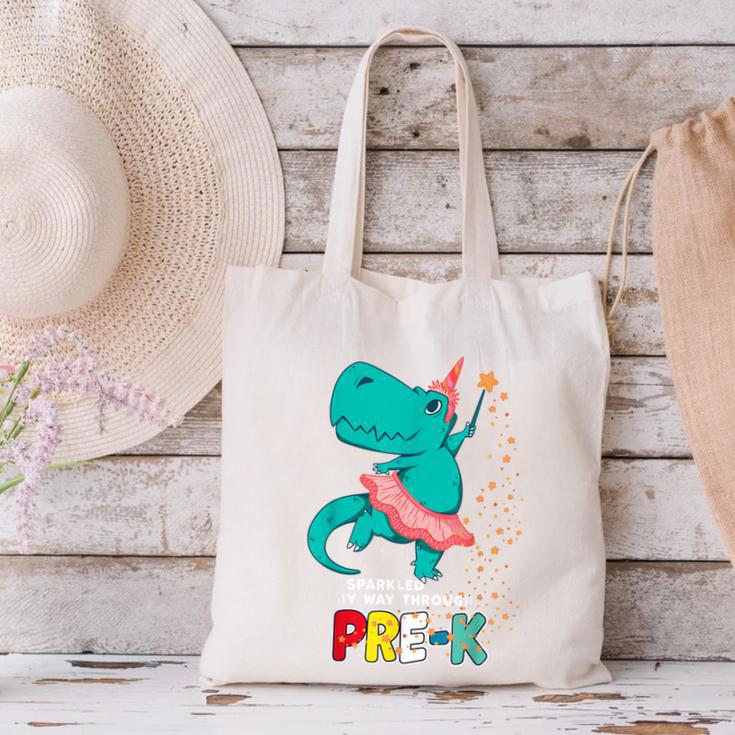 Cute Magical Ballerina Dino Unicorn Pre-K Graduation Canvas Tote Bag