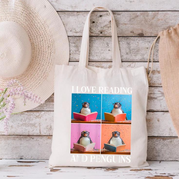 Cute Penguin Reading Book School Librarian Teacher Student Canvas Tote Bag