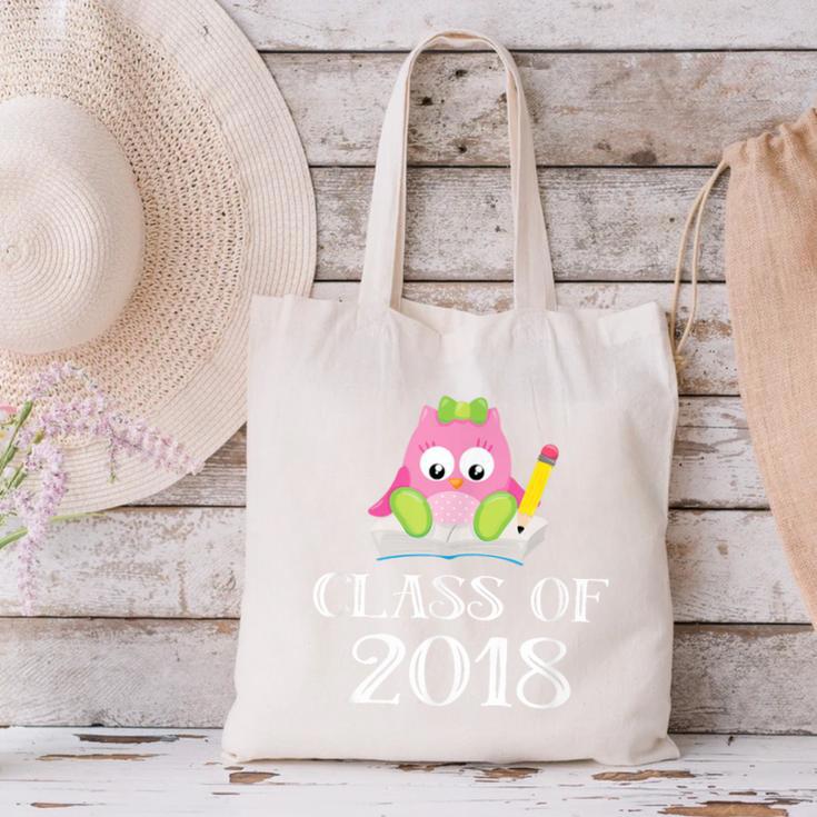 Cute Pink School Owl Class Of 2018 Graduation Canvas Tote Bag