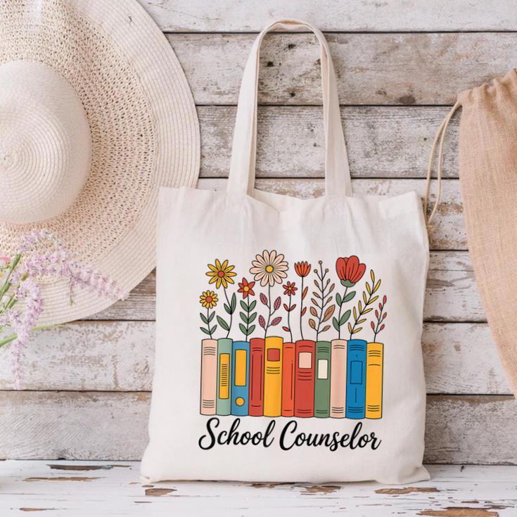 Cute Wildflower Book School Counseling Life School Counselor Canvas Tote Bag Cute Wildflower Book School Counseling Life School Counselor Canvas Tote Bag