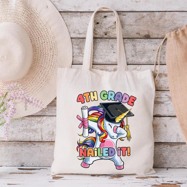 Dabbing 4th Grade Unicorn Graduation Class Of 2021 Nailed It Canvas Tote Bag