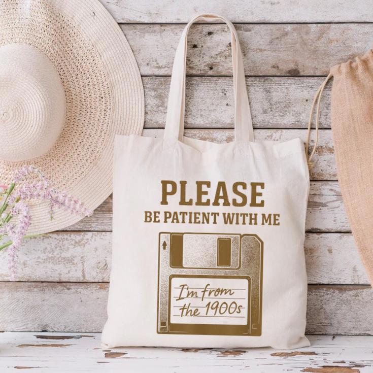 Dad Joke I'm From The 1900s Old Floppy Disk Programmer Canvas Tote Bag