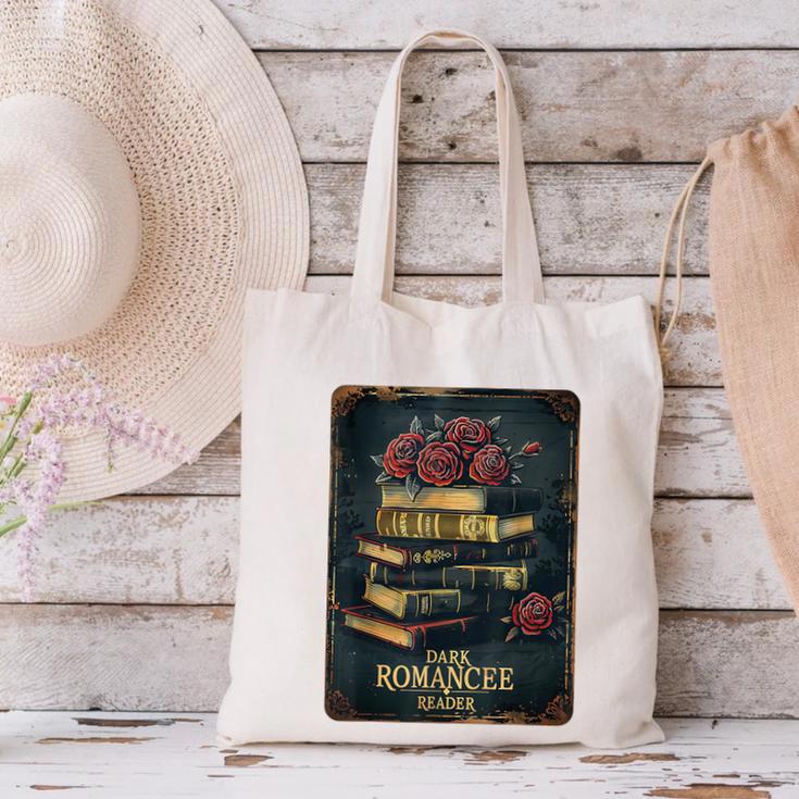 Dark Romance Reader Vintage Floral Book Lover Canvas Tote Bag