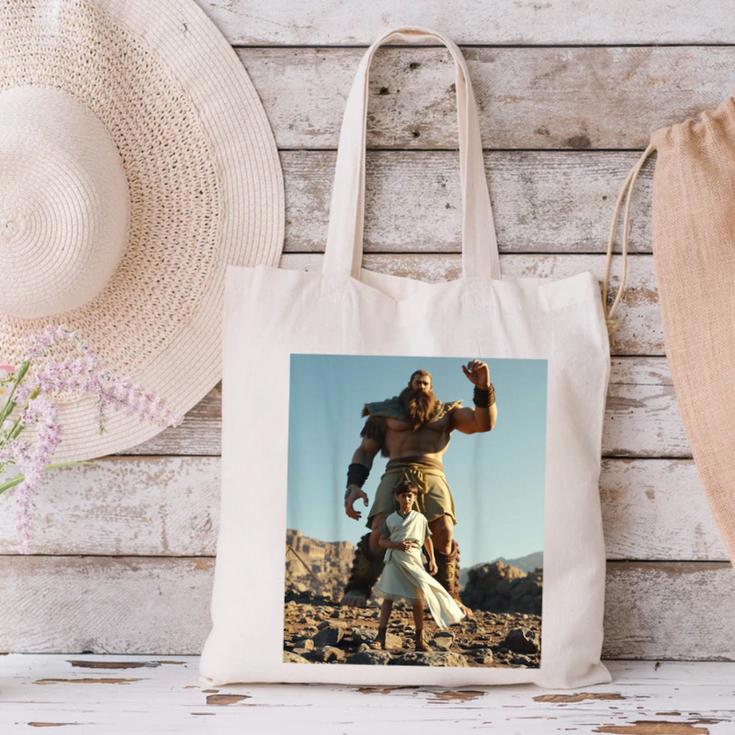 David And Goliath Bible Book Of Samuel King David Canvas Tote Bag