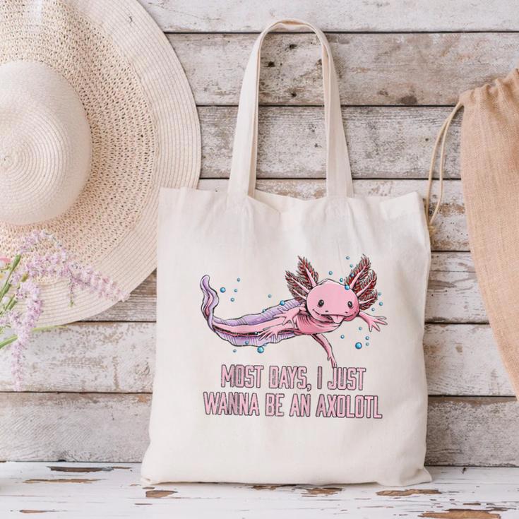 Most Days I Just Wanna Be An Axolotl Salamander Introvert Raglan Baseball Tee Canvas Tote Bag