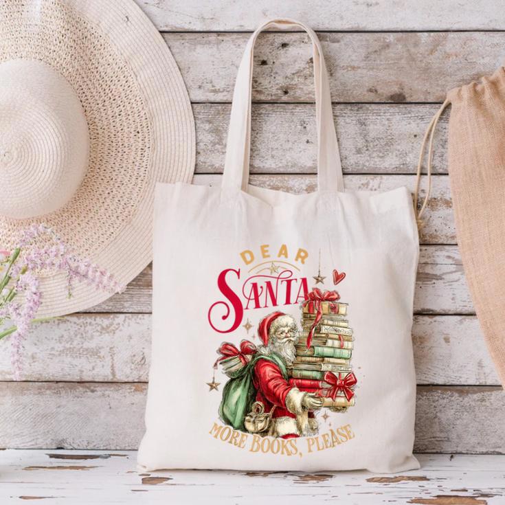 Dear Santa More Books Please Christmas Canvas Tote Bag Dear Santa More Books Please Christmas Canvas Tote Bag