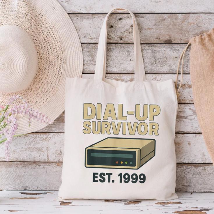 Dial Up Survivor Retro 90s Internet Nostalgia Canvas Tote Bag