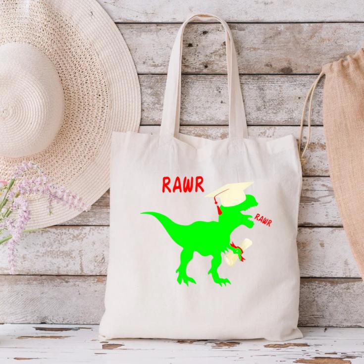 Dinosaur Rawr Diploma Grad Graduate Graduation Canvas Tote Bag