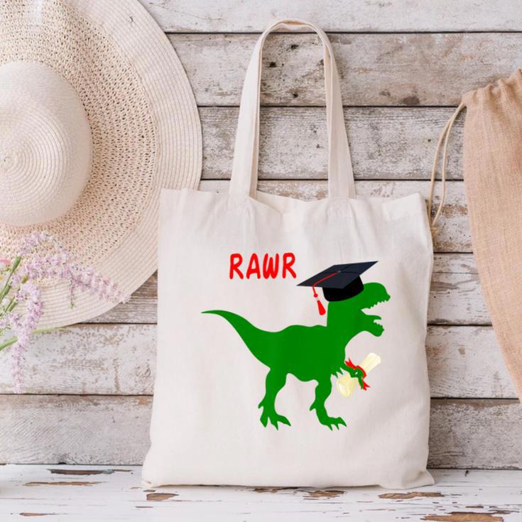 Dinosaur Rawr Diploma Graduate Graduation Canvas Tote Bag