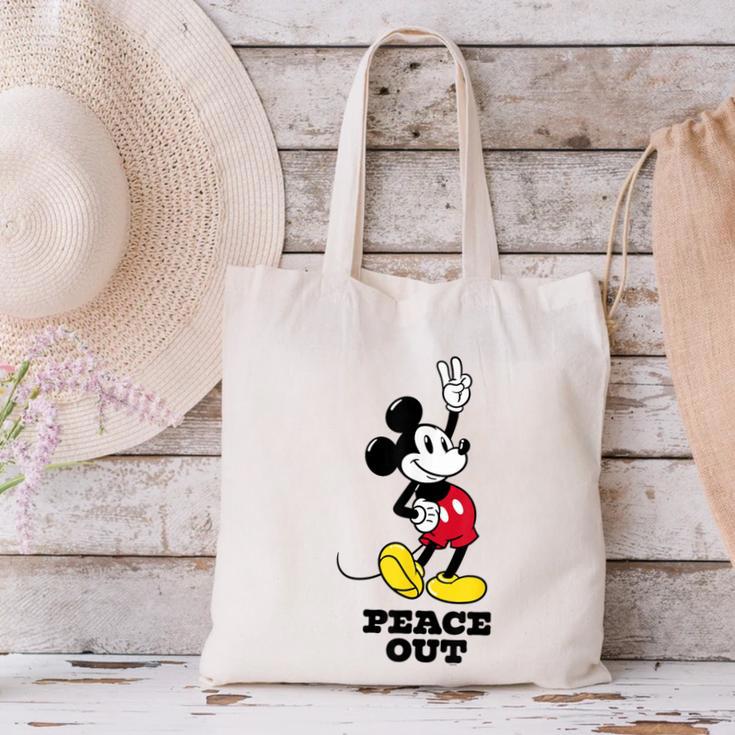 Disney Mickey Mouse Peace Out Totally Retro Graduation Canvas Tote Bag