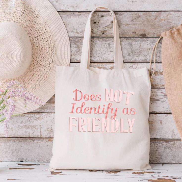 Does NOT Identify As Friendly Sarcastic Introvert Canvas Tote Bag Does NOT Identify As Friendly Sarcastic Introvert Canvas Tote Bag