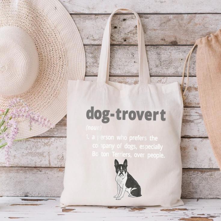 Dog-Trovert Boston Terrier Humor Definition Introvert Canvas Tote Bag Dog-Trovert Boston Terrier Humor Definition Introvert Canvas Tote Bag