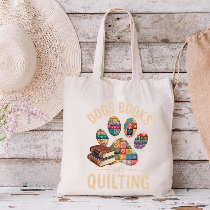 Dogs Books And Quilting Canvas Tote Bag