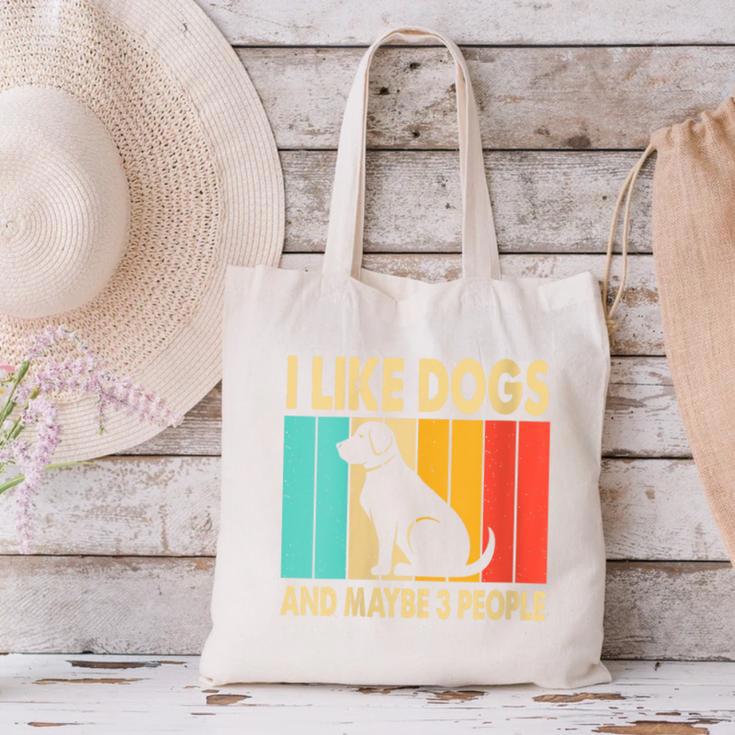 I Like Dogs And Maybe 3 People Introvert Canvas Tote Bag I Like Dogs And Maybe 3 People Introvert Canvas Tote Bag