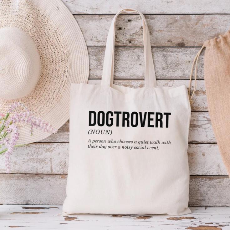 Dogtrovert Definition Dog Lover Introvert Women Men Canvas Tote Bag