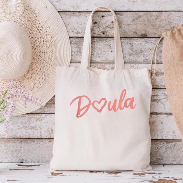 Doula Shirt Tee Heart Midwife Childbirth Graduation Canvas Tote Bag