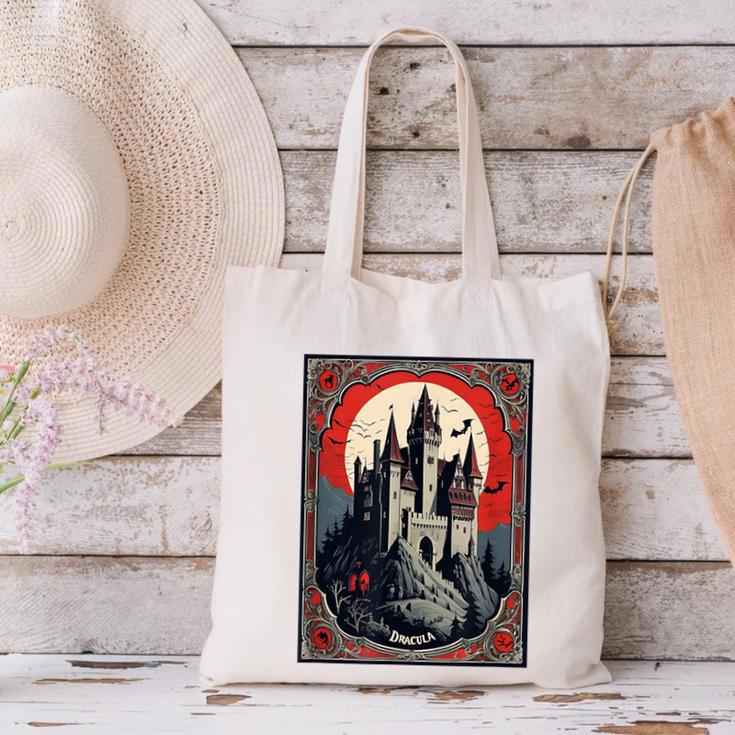 Dracula's Castle Book Cover Illustration Canvas Tote Bag Dracula's Castle Book Cover Illustration Canvas Tote Bag
