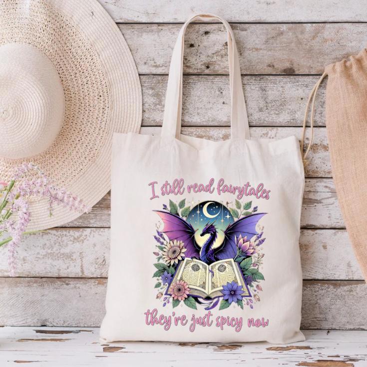 Dragon Bookish Romantasy Smut Merch Spicy Book Lover Premium Canvas Tote Bag